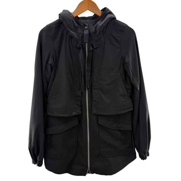 Lululemon Yogi Anorak Jacket Full Zip Hooded Sporty Black Activewear Size 4 - Picture 2 of 16